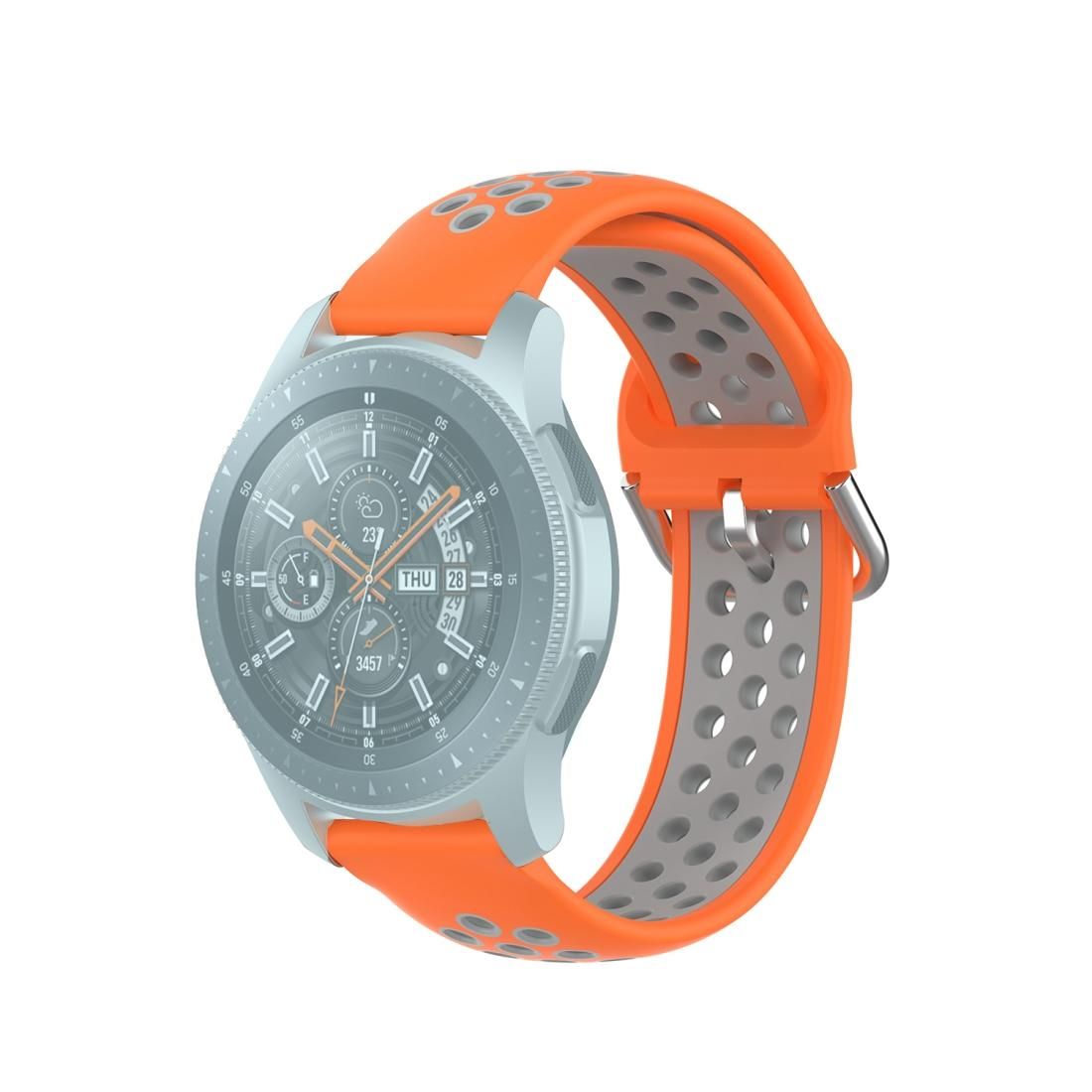 For Samsung Galaxy Watch 46mm / Gear S3 Universal Sports Two-tone Silicone Replacement Wrist Strap (Orange Grey)