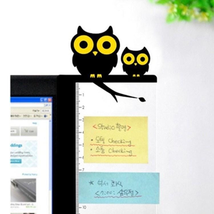 Computer Monitor Side Board Message Board With Convenient Ruler, Position:Monitor Right (Owl)