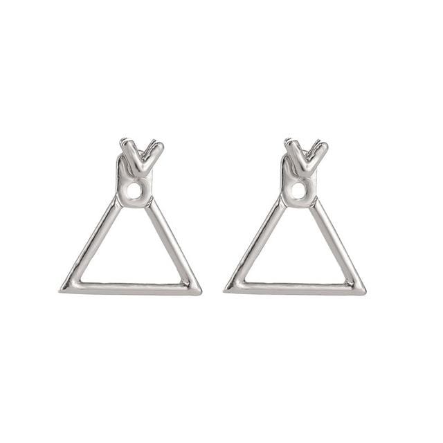 Simple Metal Triangle Square Girl Earing Jewelry Accessories (Triangle Silver)