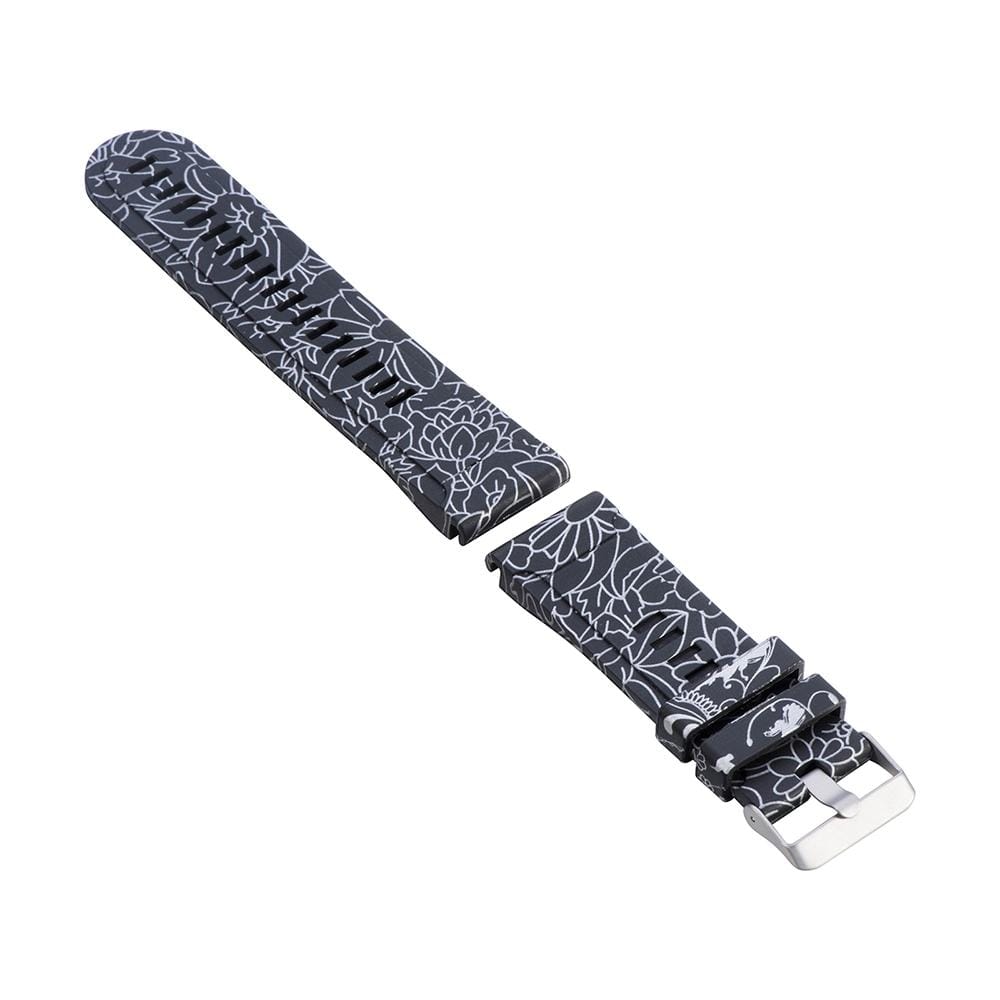 For Garmin Fenix 5X  / Fenix3 / Fenix3 HR Silicone Replacement Wrist Strap Watchband (Black Gold Flowers)