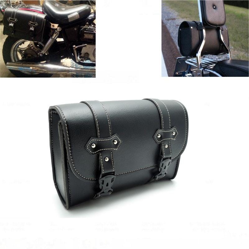 Motorcycle Saddle Bags Leather Storage Tool PU Leather Side Pouch Bags (Black)