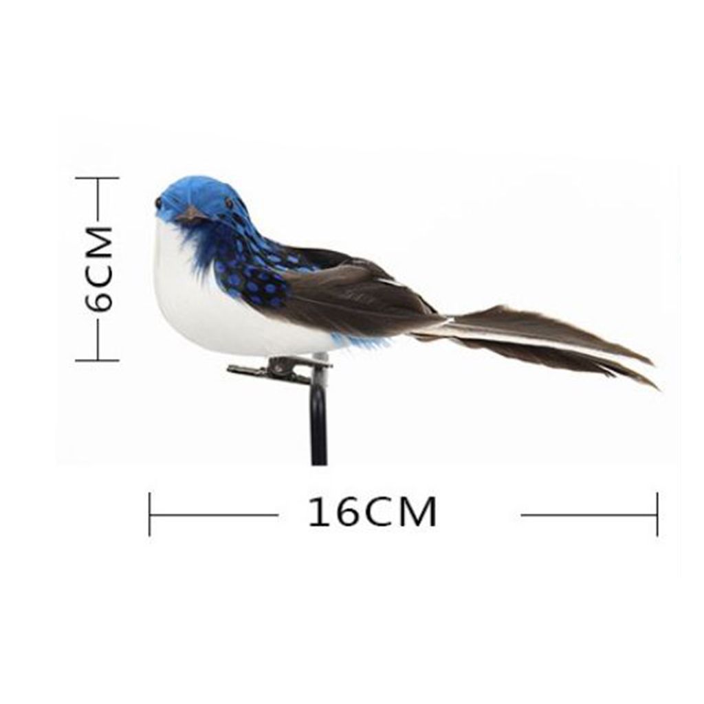 1pcs Artificial Feathered sparrow Bird Clip Fake spadger Bird  Blue