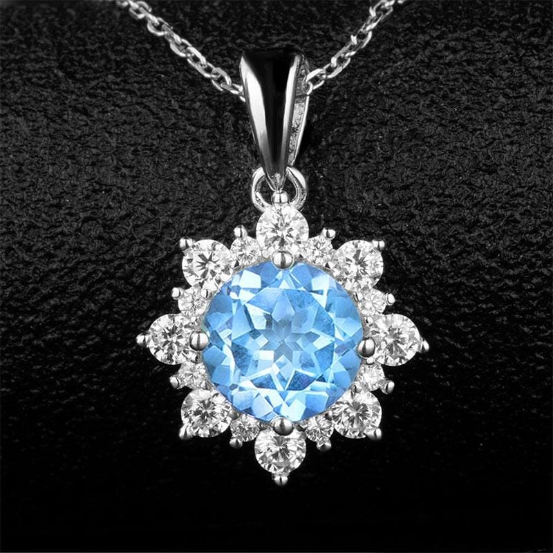 3 PCS/Set Snow Shape Gemstone Jewelry Set For Women, Ring Size:9 (Blue)