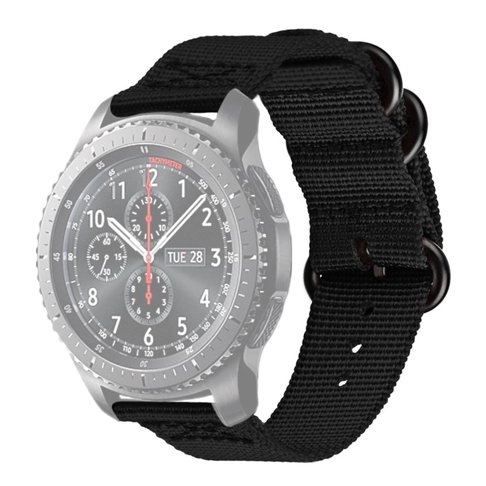For Samsung Galaxy Watch Active 18mm S3 Nylon Three-ring Strap (Black)