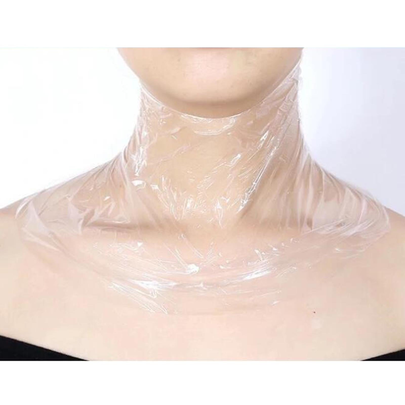200 Pieces Disposable Neck Wrap Transparent Anti Wrinkle for SPA Home Ladies