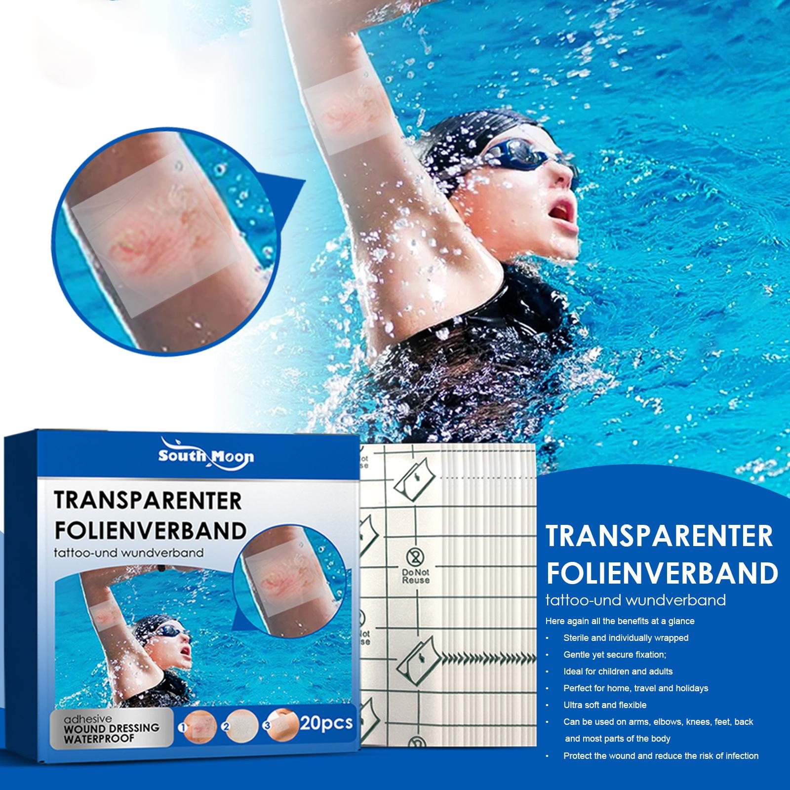 20Pcs Transparent Stretch Adhesive Bandage Anti Allergic Scars for Swimming