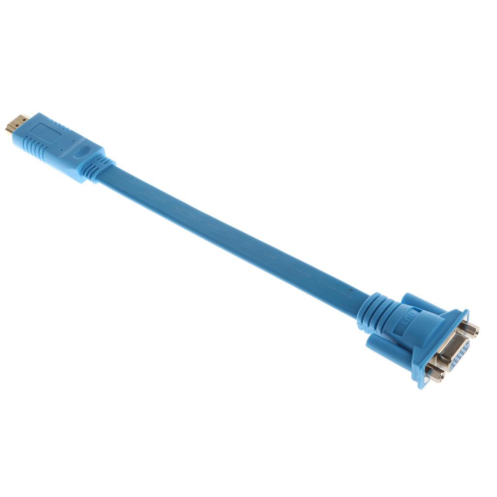 15cm/5.9inch HD 1080P HDMI Male to VGA Connector Adapter for HDTV Blue