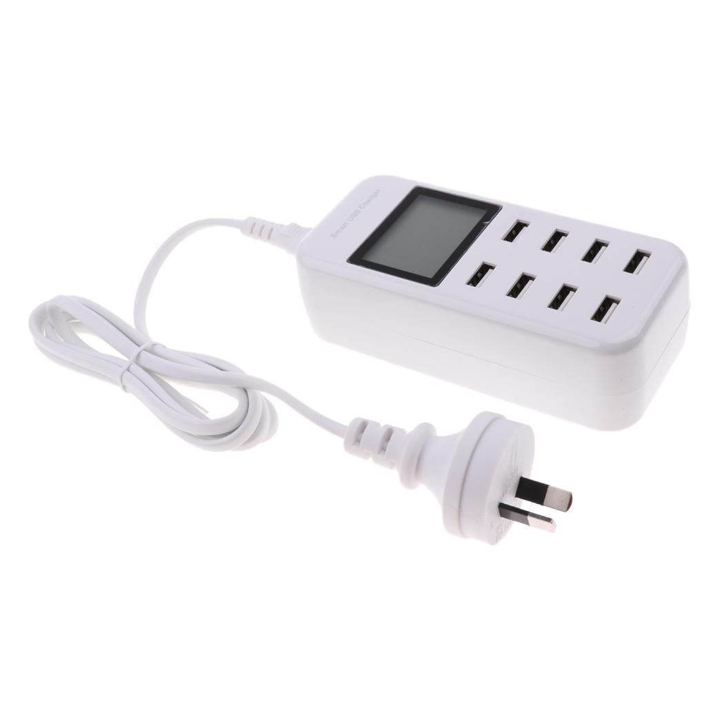 1X AU Plug High Speed 8 USB Ports USB Power Charge Adapter With LCD Screen