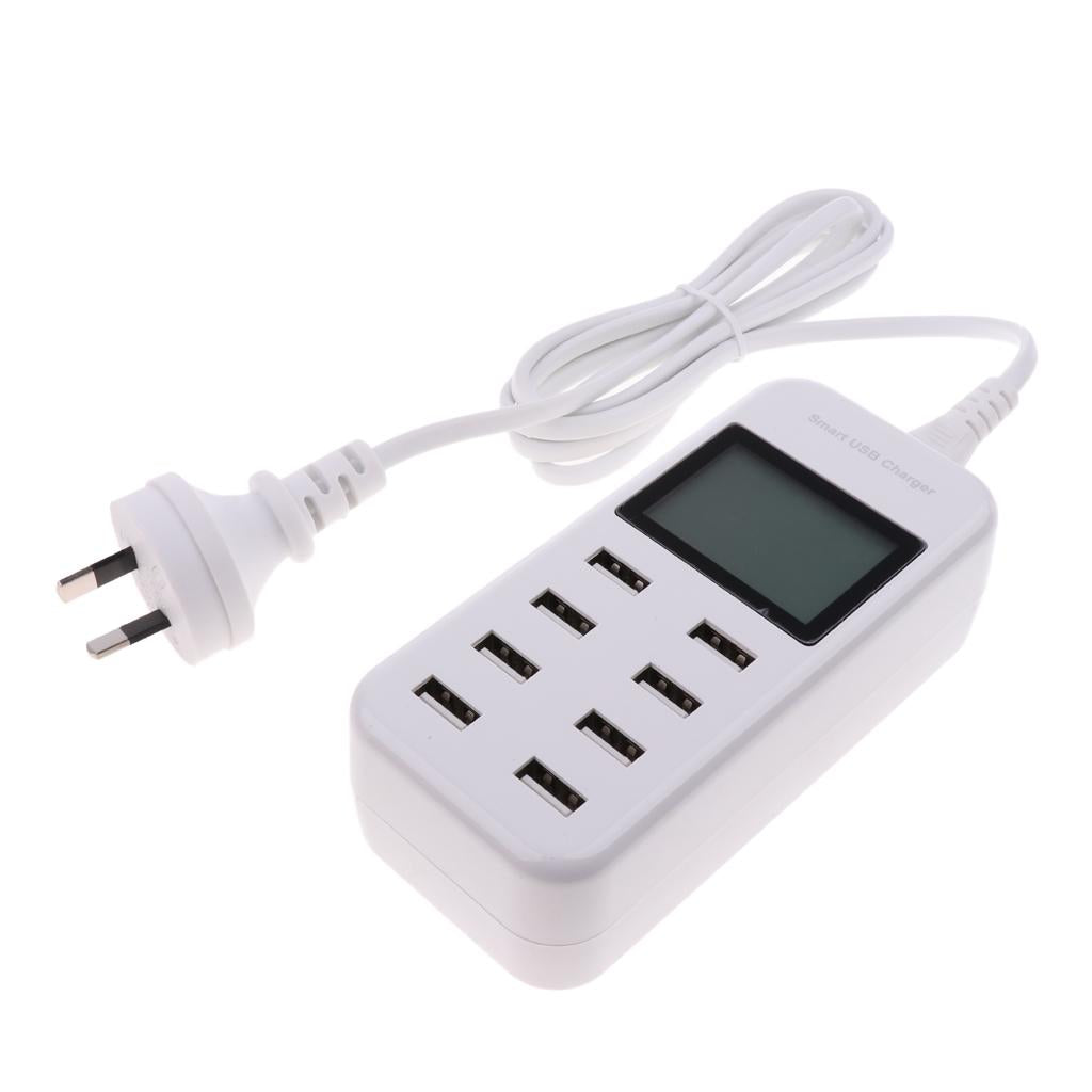 1X AU Plug High Speed 8 USB Ports USB Power Charge Adapter With LCD Screen