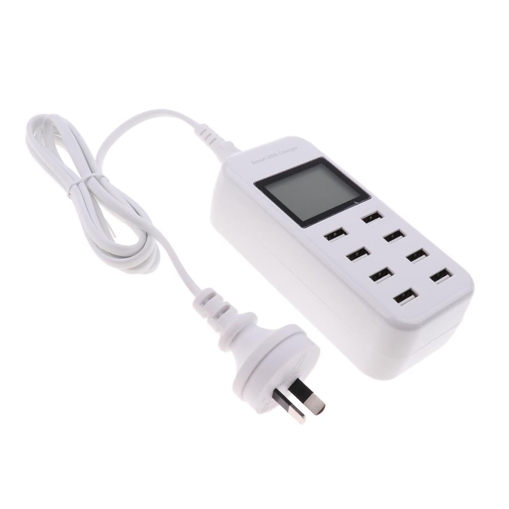 1X AU Plug High Speed 8 USB Ports USB Power Charge Adapter With LCD Screen