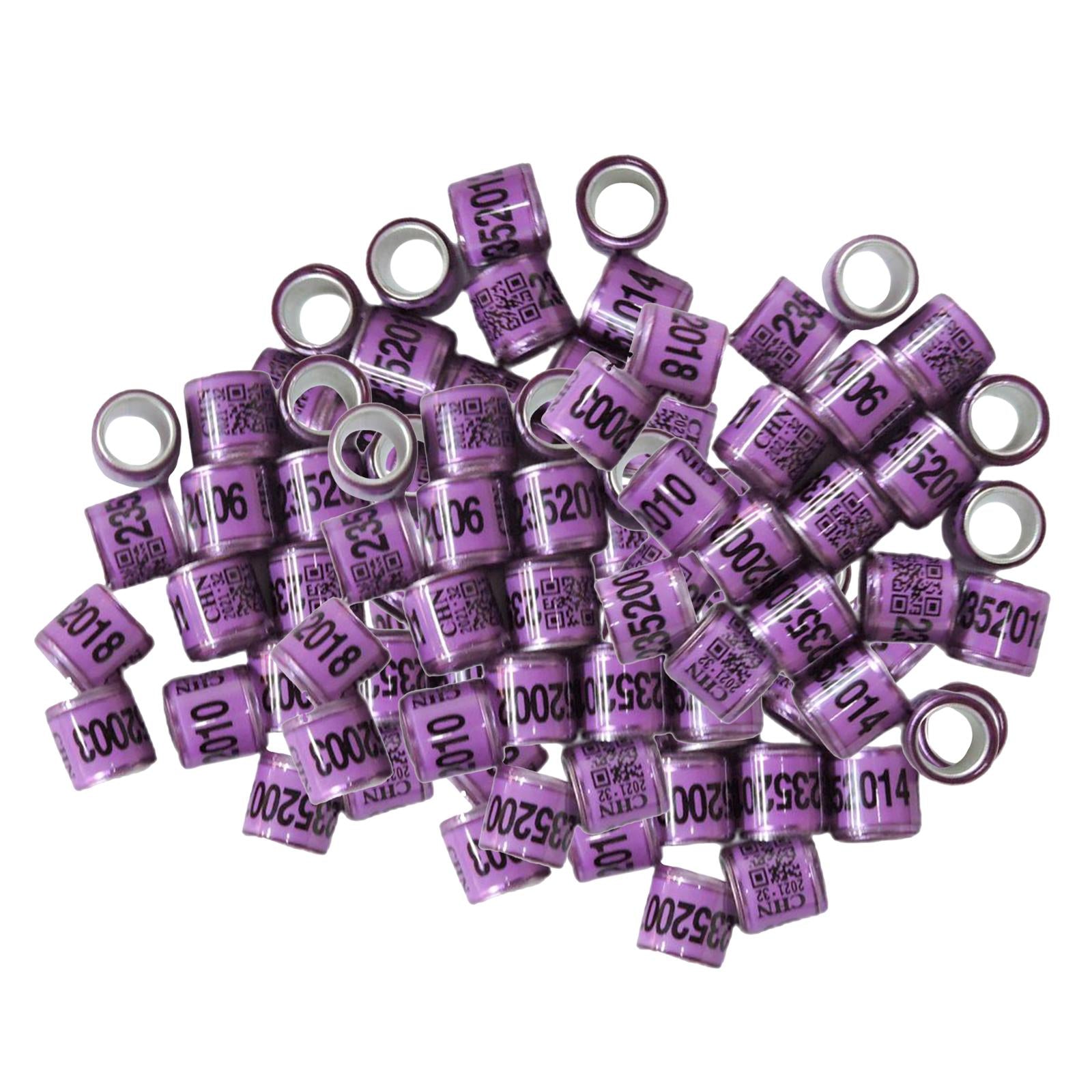 100pcs Identify Dove Rings Leg Rings Pigeon Bands for Canary Purle