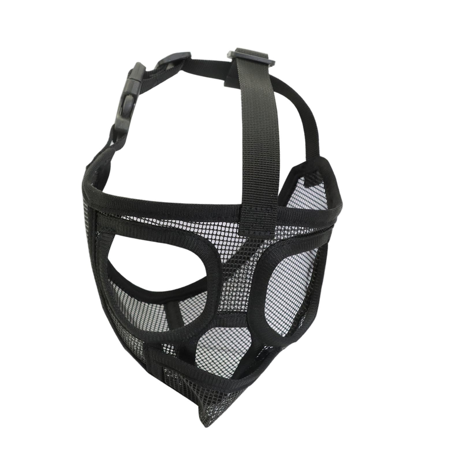 Adjustable Pet Dog Mask Anti Bark Bite Chewing Mesh Mouth Muzzle Grooming Tongue Out Black S