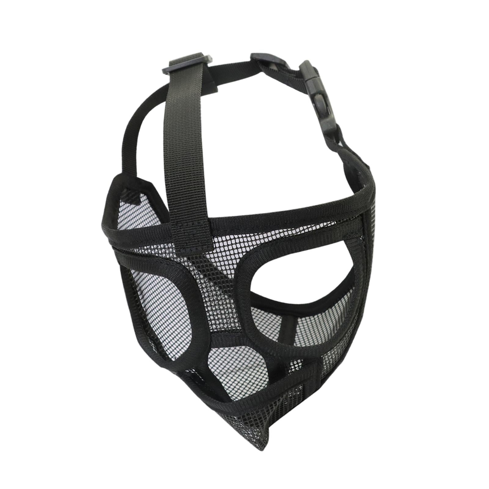 Adjustable Pet Dog Mask Anti Bark Bite Chewing Mesh Mouth Muzzle Grooming Tongue Out Black S