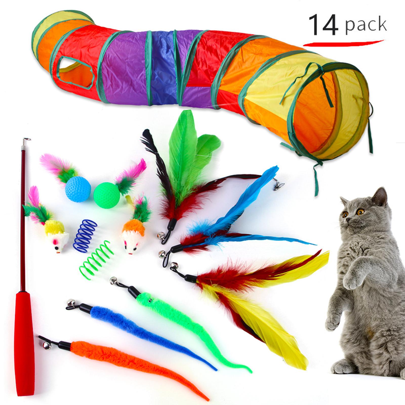 14Pcs/Set Cat Toy Set Rainbow Tunnel Mice Training Entertainment Toy Toy Set