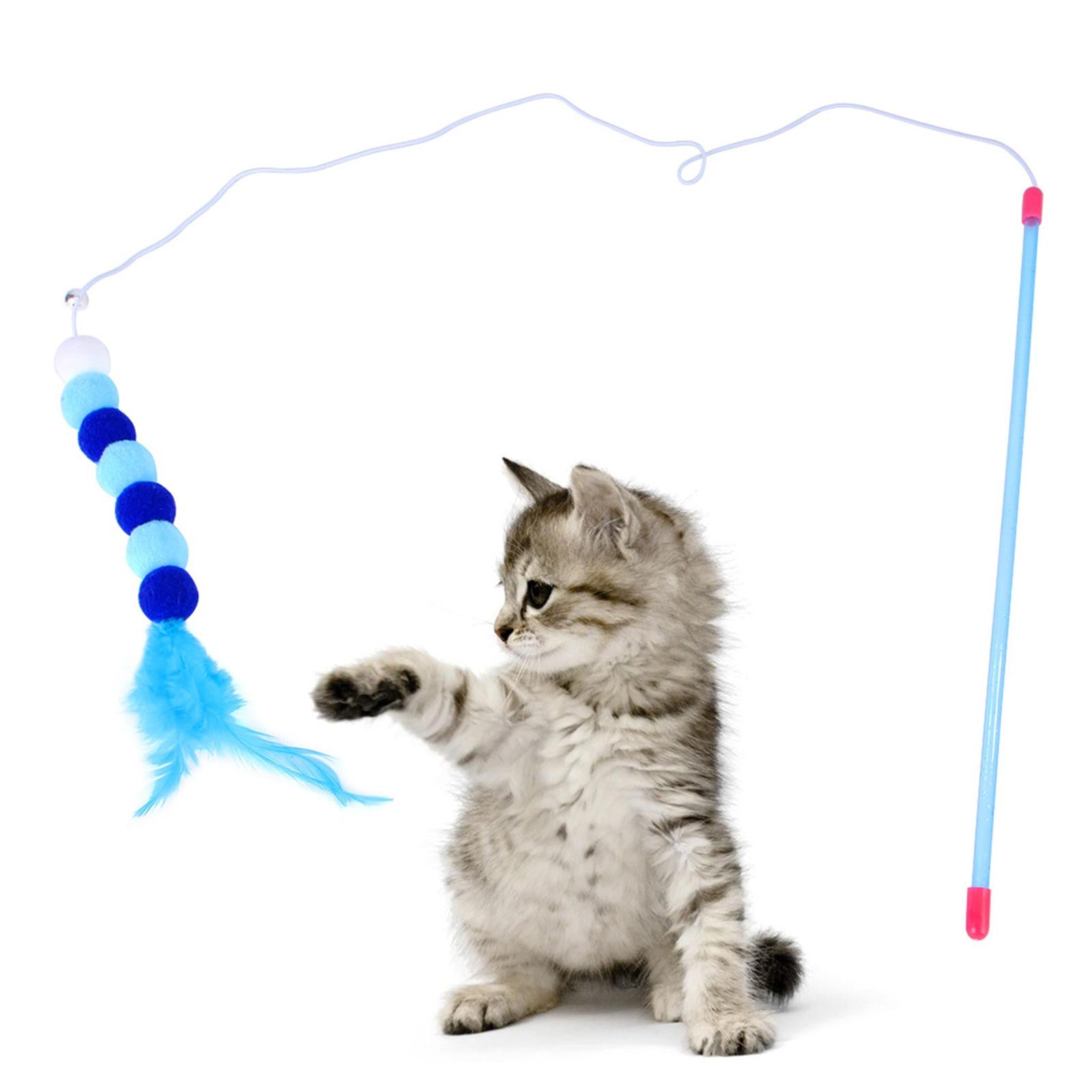 15Pcs Cat Toys Set Pet Feather Toy Teaser Wand Small Animals Bell Ball Purple Dot