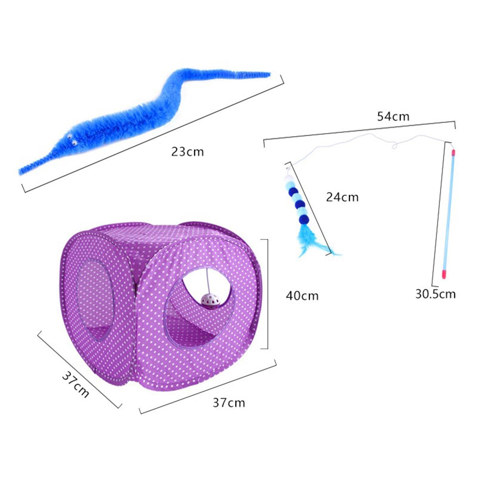 15Pcs Cat Toys Set Pet Feather Toy Teaser Wand Small Animals Bell Ball Purple Dot