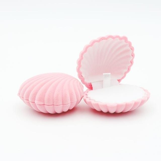 2 PCS Shell Shape Ring Box For Earrings Necklace Bracelet Jewelry (Pink)