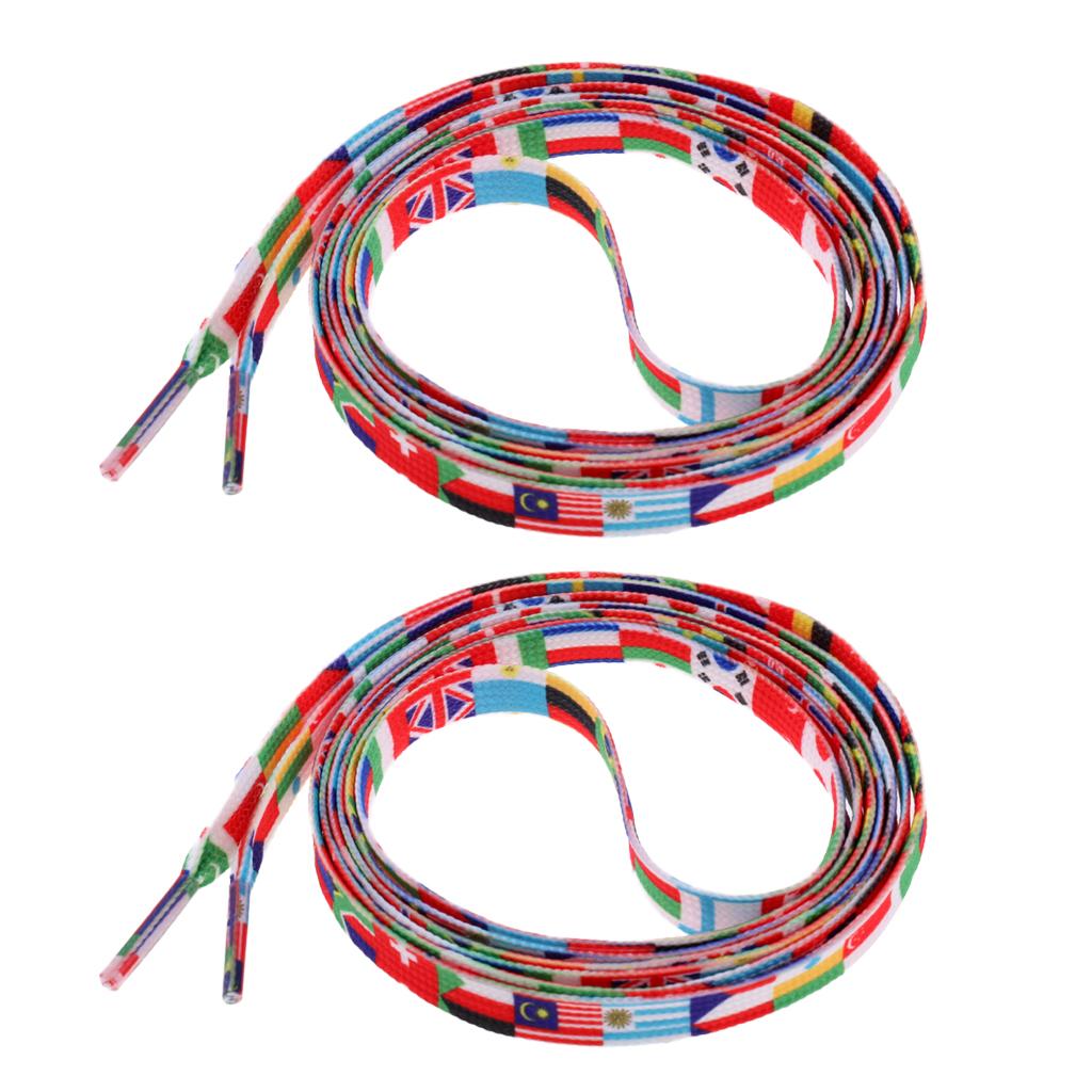 1 Pair Knitted Shoelace for Roller Skates Boots Hockey Skates Flag Pattern