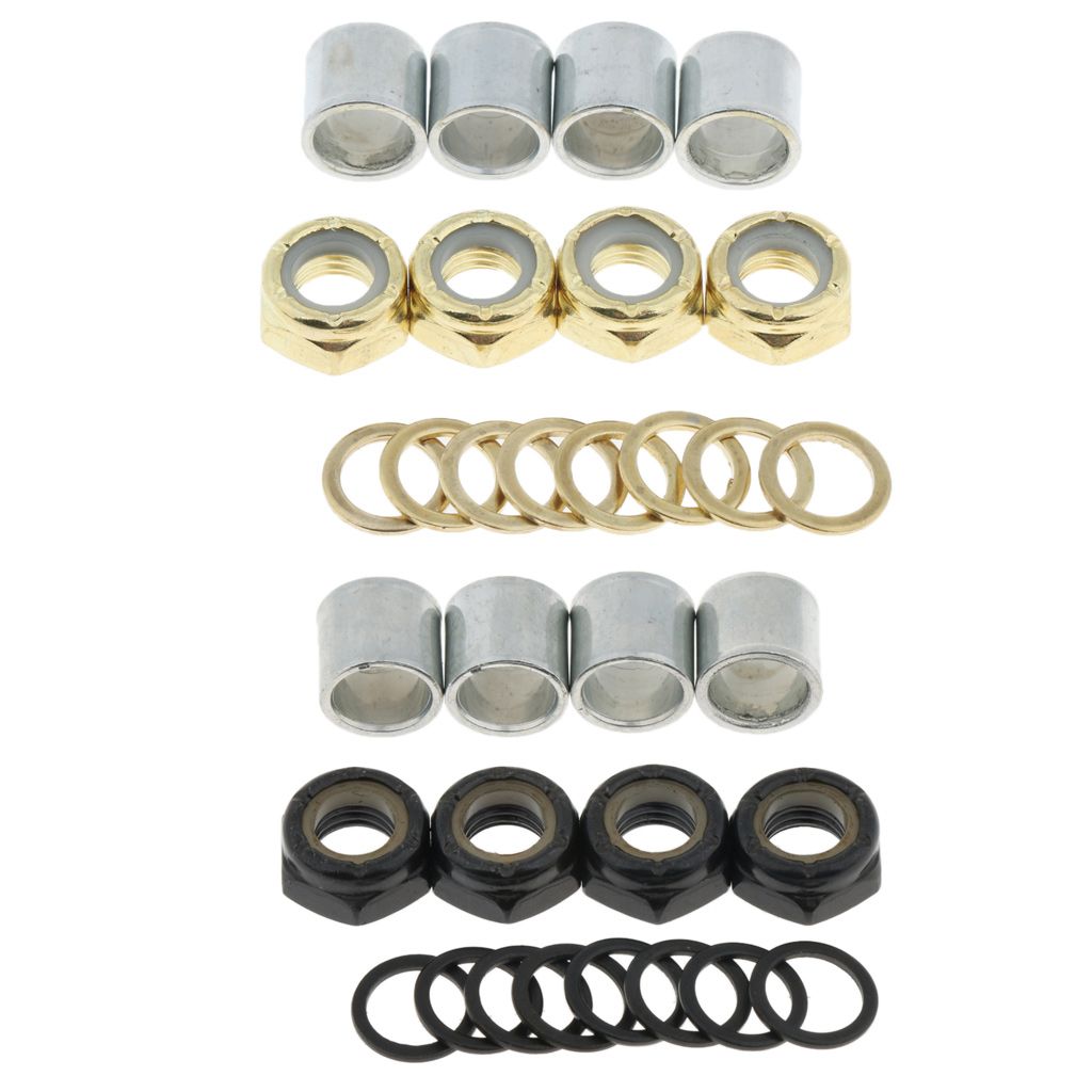 Skateboard Longboard Truck Speed Kit Axle Speed Washers Nuts Spacers Golden