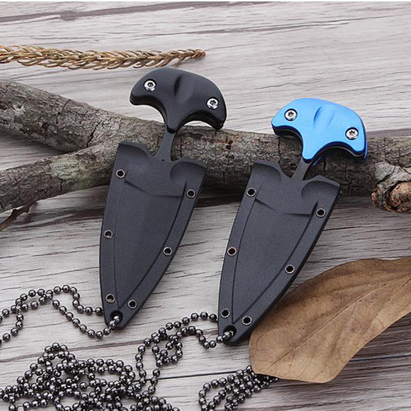 Mini Portable Durable Camping Knife Tea Knives with Chain for Outdoor Camp Black