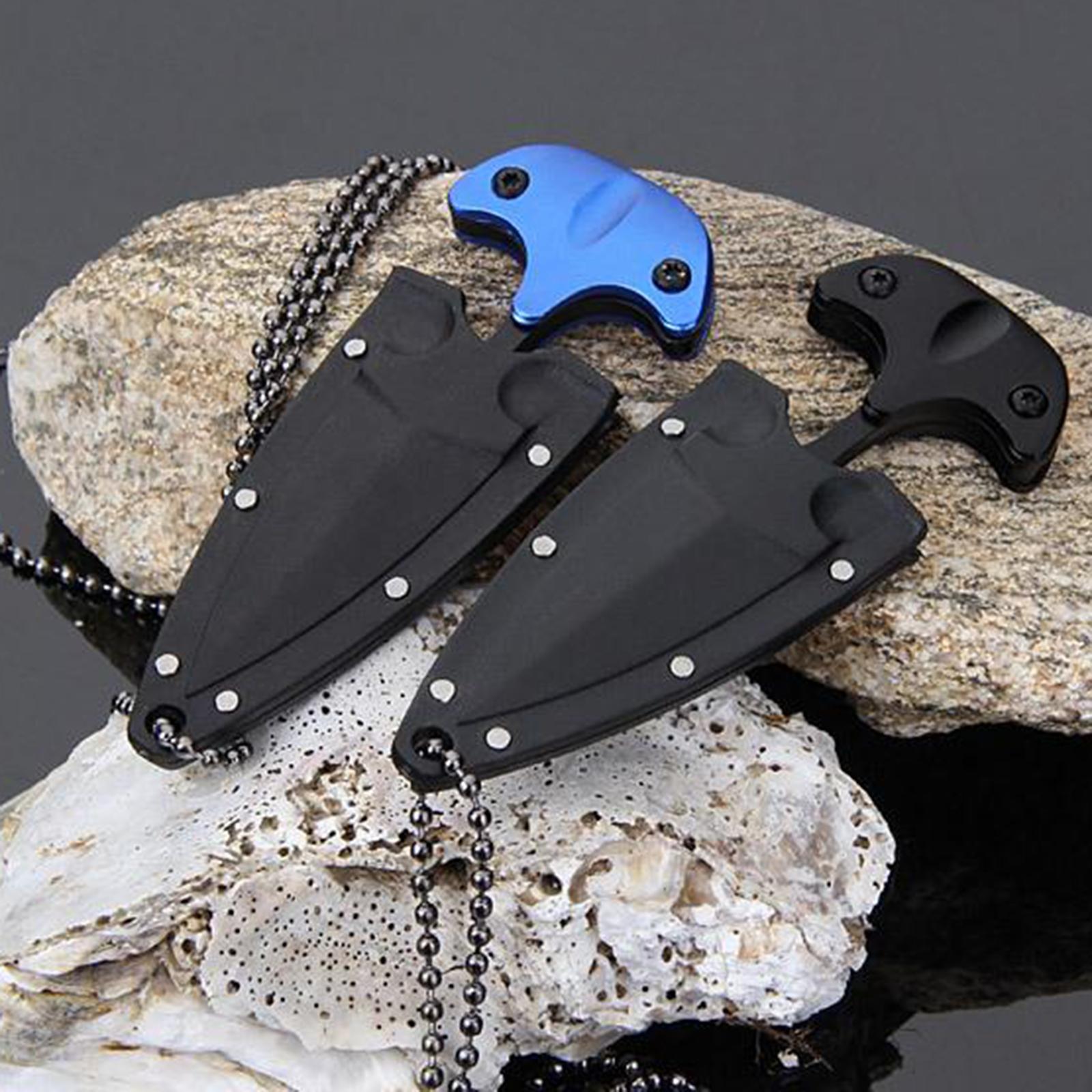 Mini Portable Durable Camping Knife Tea Knives with Chain for Outdoor Camp Black