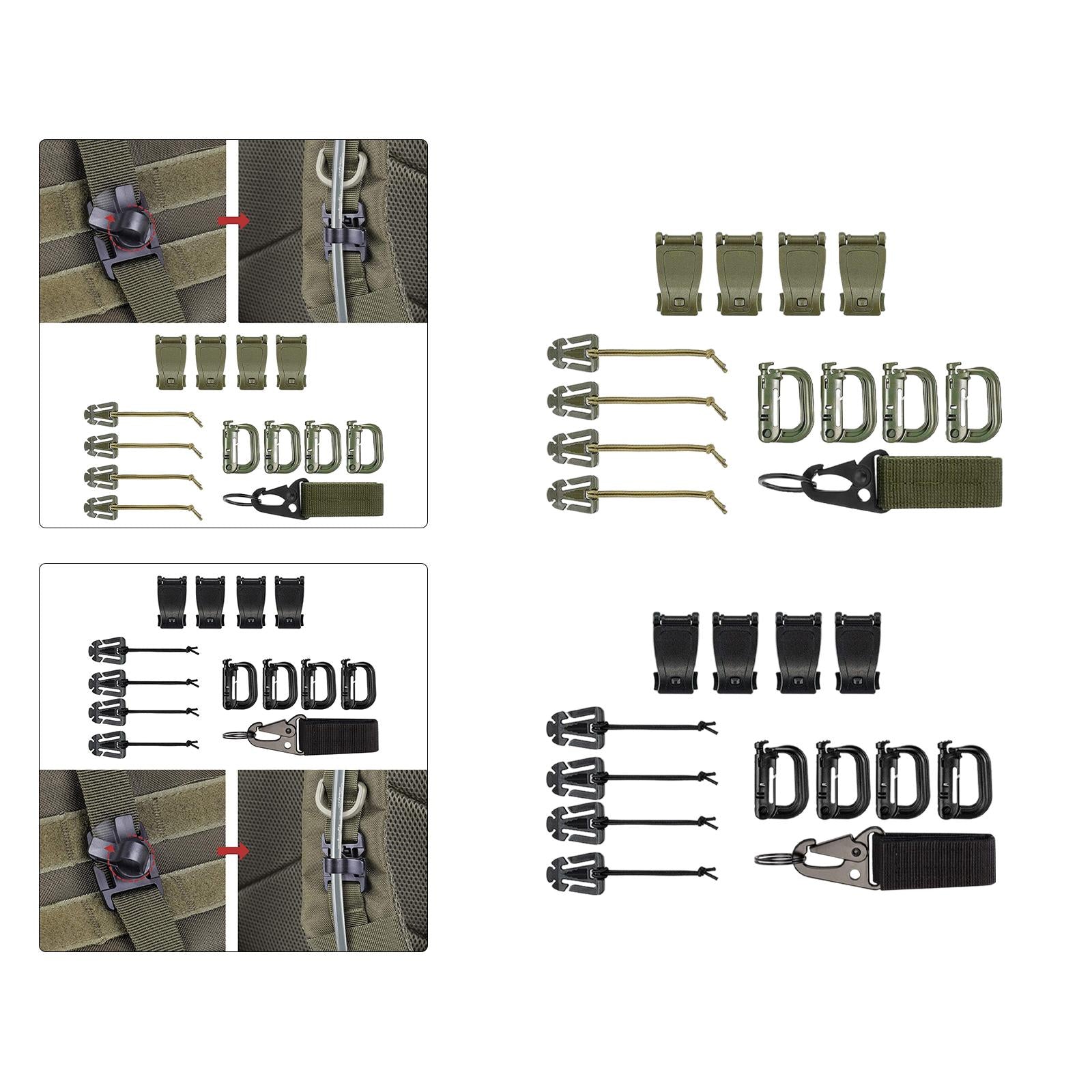 13x Tactical Gear Clip Bottel Carriers Tube Clip for Outdoor Activity Hiking Green