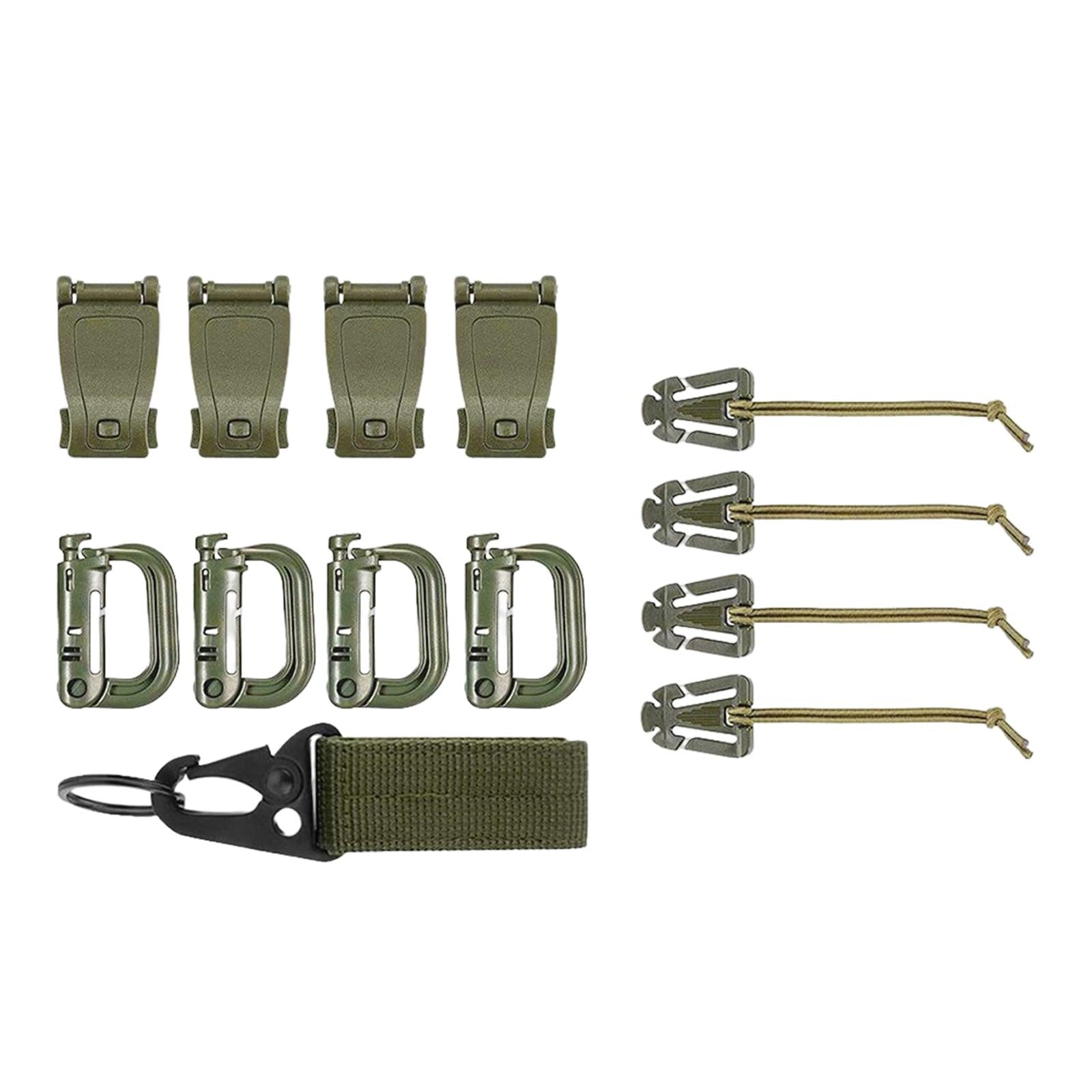 13x Tactical Gear Clip Bottel Carriers Tube Clip for Outdoor Activity Hiking Green