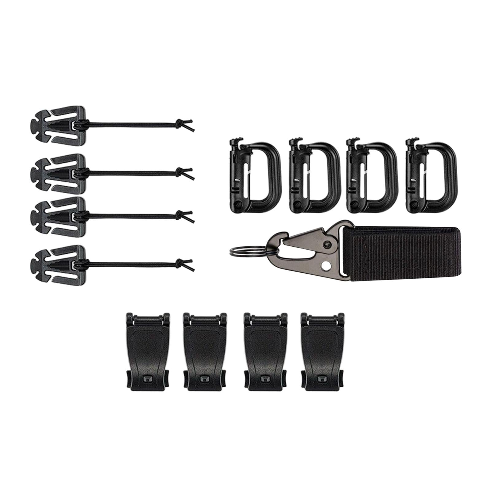13x Tactical Gear Clip Bottel Carriers Tube Clip for Outdoor Activity Hiking Black