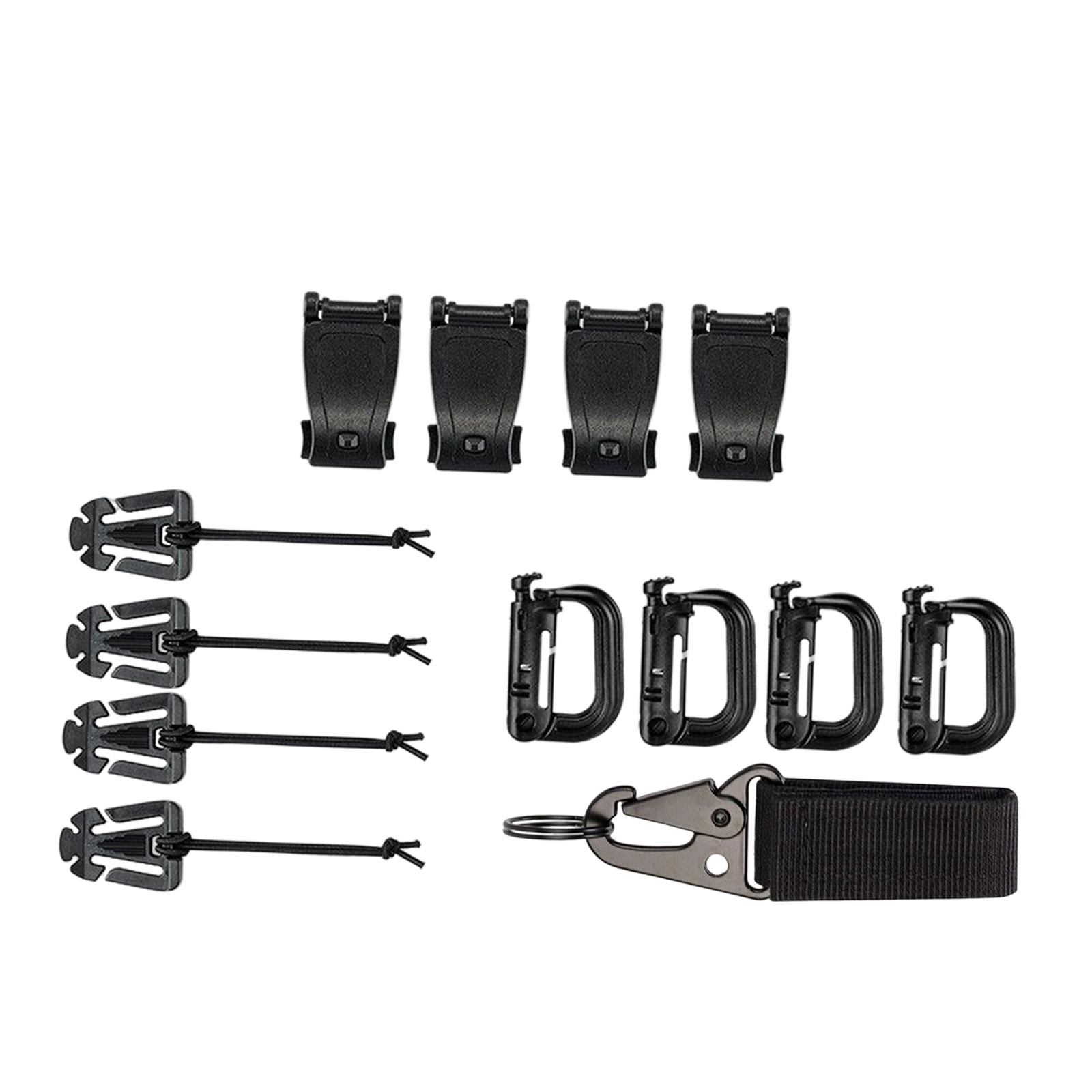 13x Tactical Gear Clip Bottel Carriers Tube Clip for Outdoor Activity Hiking Black