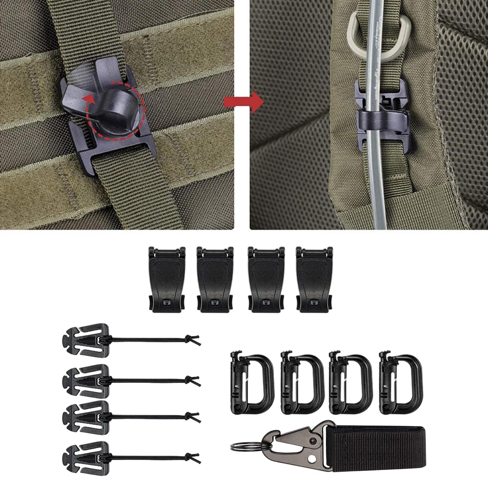 13x Tactical Gear Clip Bottel Carriers Tube Clip for Outdoor Activity Hiking Black