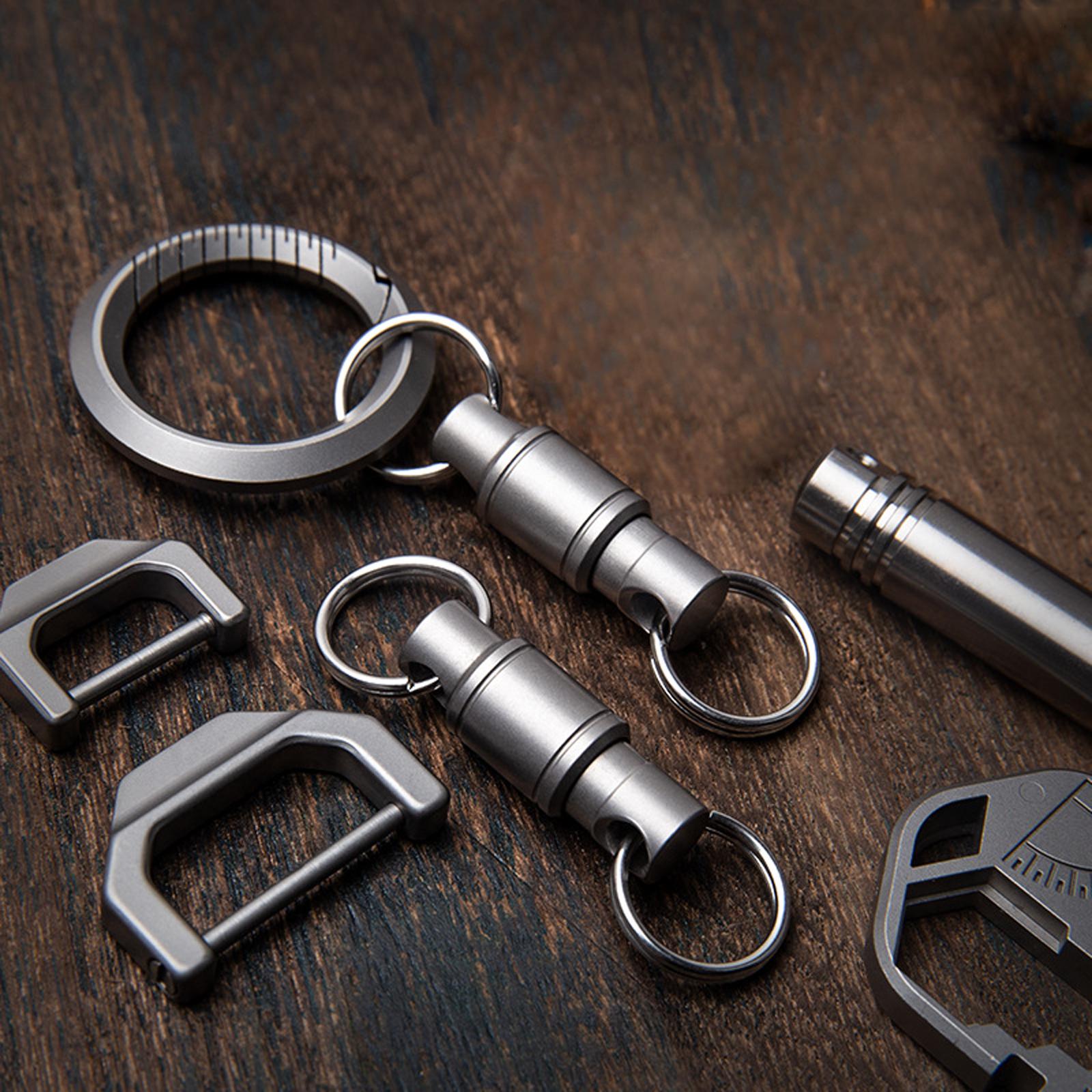 1x Keychain Keyring Silver Removable Titanium Alloy for Men Women Waist Belt