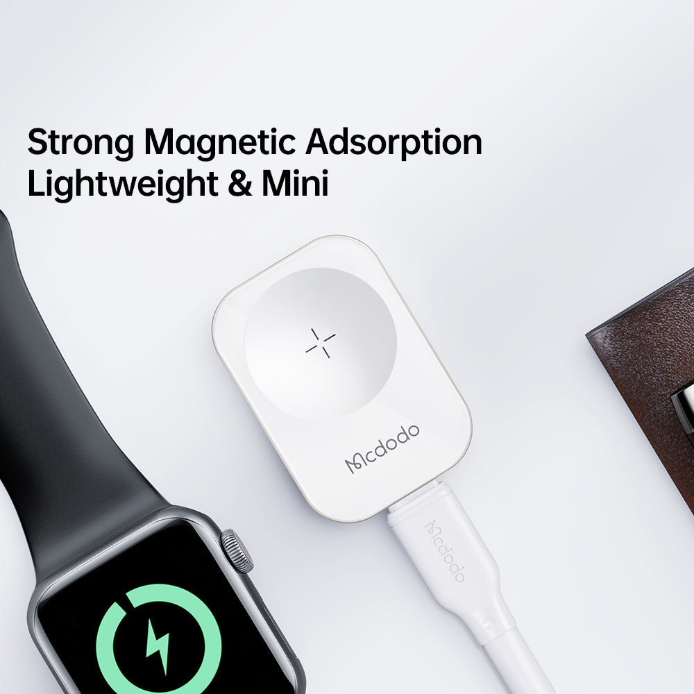 MCDODO CH-2060 for Apple Watch Series 7 / SE / 6 / 5 / 4 / 3 / 2 / 1 Portable Magnetic Wireless Charger, White - UNIQBUY