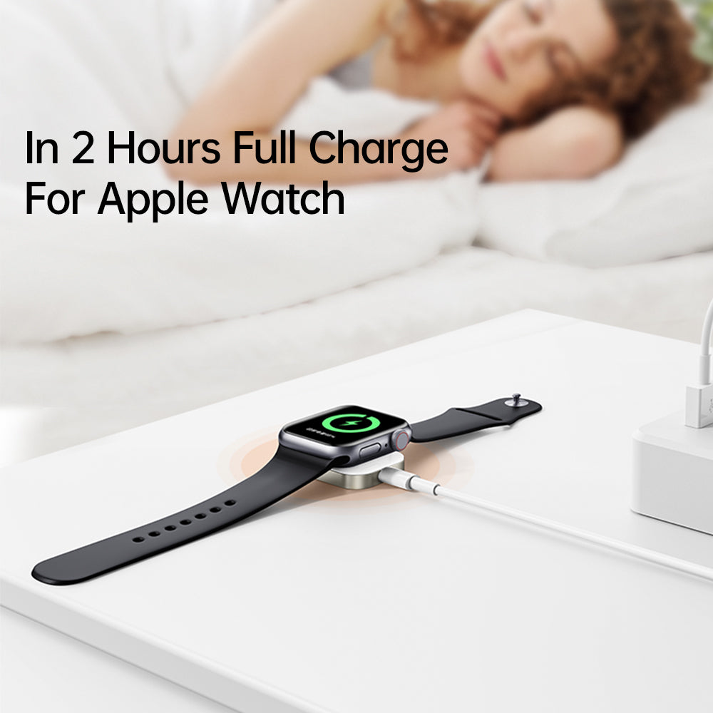 MCDODO CH-2060 for Apple Watch Series 7 / SE / 6 / 5 / 4 / 3 / 2 / 1 Portable Magnetic Wireless Charger, White - UNIQBUY