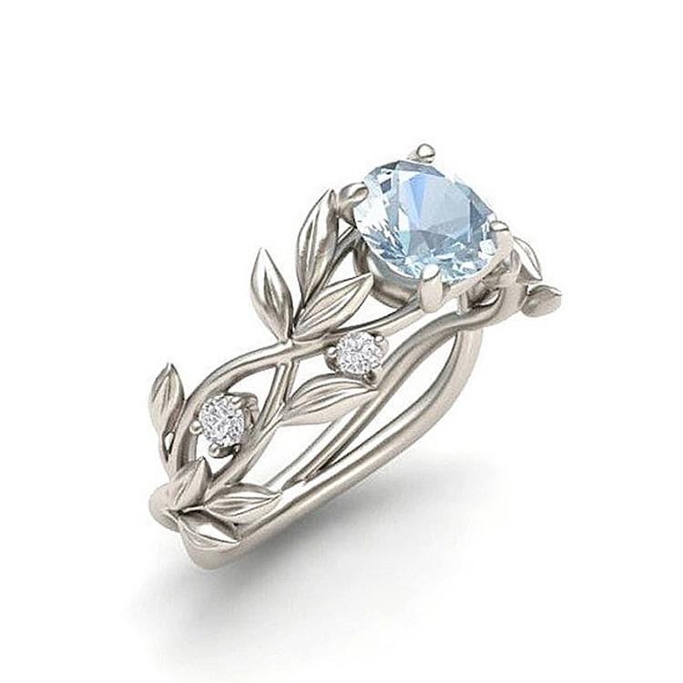 Crystal Vine Leaf Design Engagement Ring Fashion For Women Jewelry, Ring Size:11 (Green)