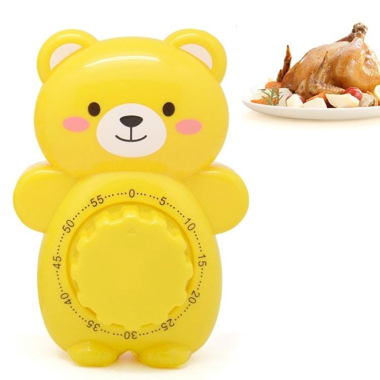 3 PCS Cartoon Bear Timer Kitchen Gadget Mechanical Timer (Yellow)