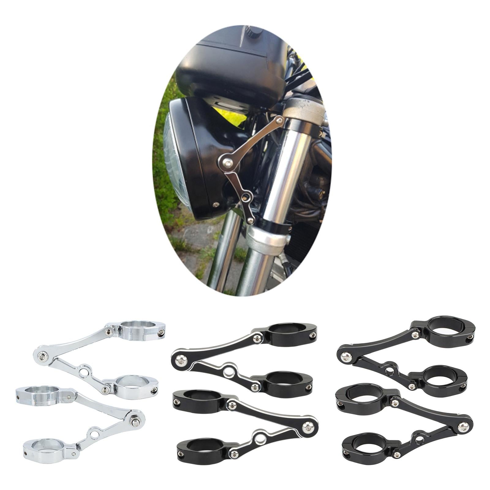 2x Motorcycle Headlight Bracket Mount Clamp 39-41mm Universal Black White