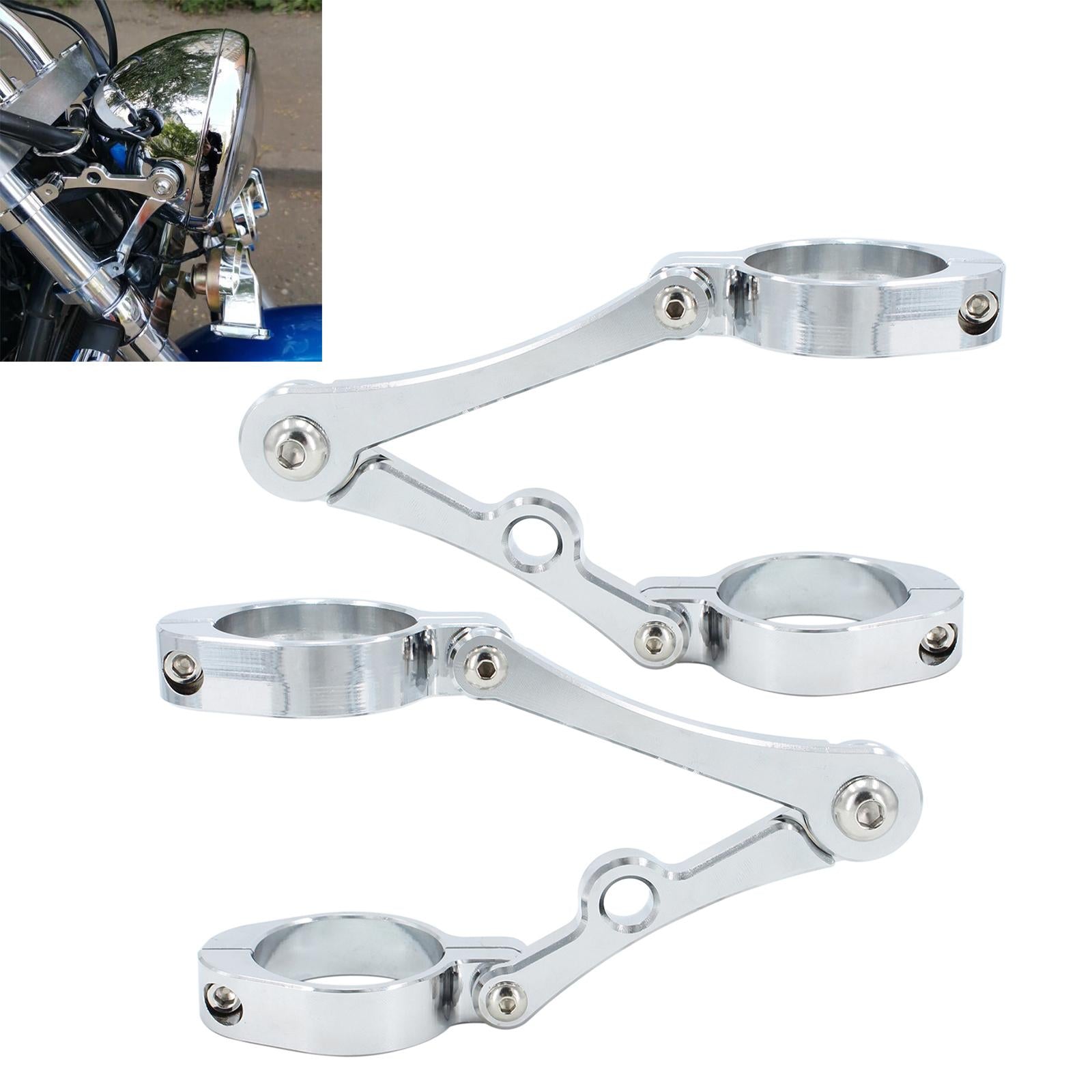 2x Motorcycle Headlight Bracket Mount Clamp 39-41mm Universal Silver