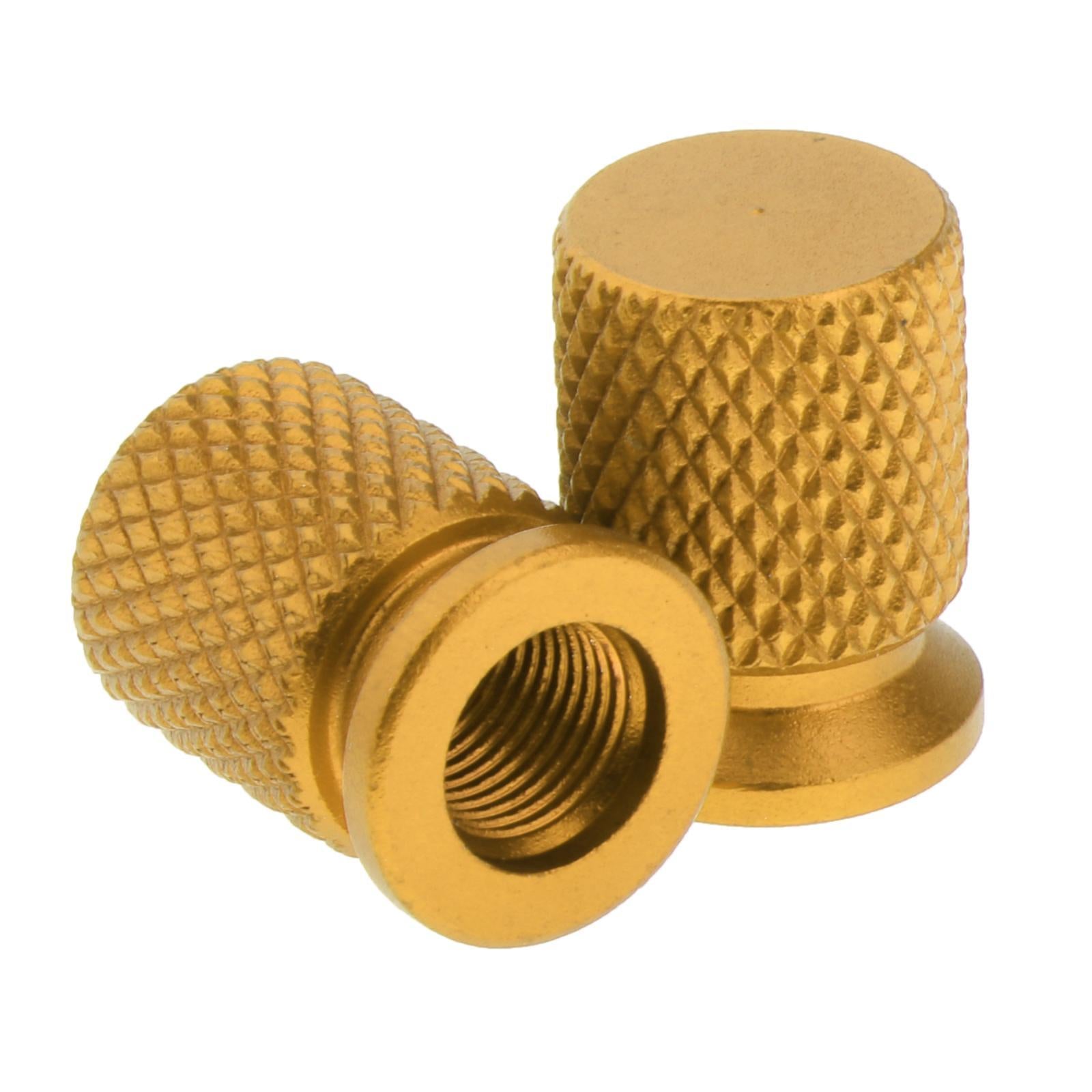 2Pcs Car Motorcycle Round Wheel Tire Stem Valve Caps 19x14mm Golden