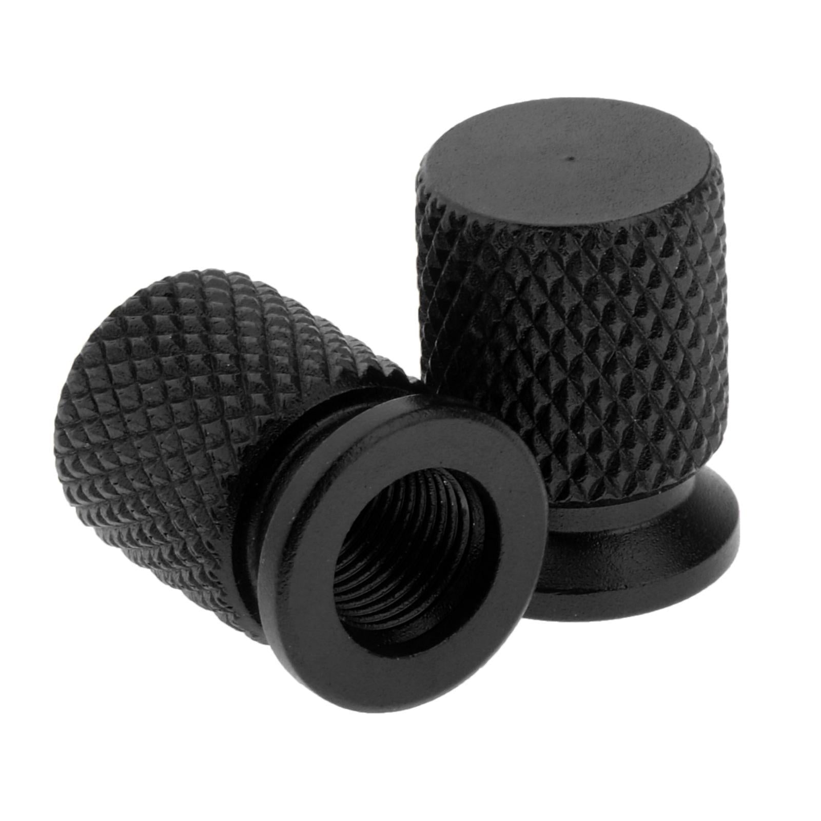 2Pcs Car Motorcycle Round Wheel Tire Stem Valve Caps 19x14mm Black