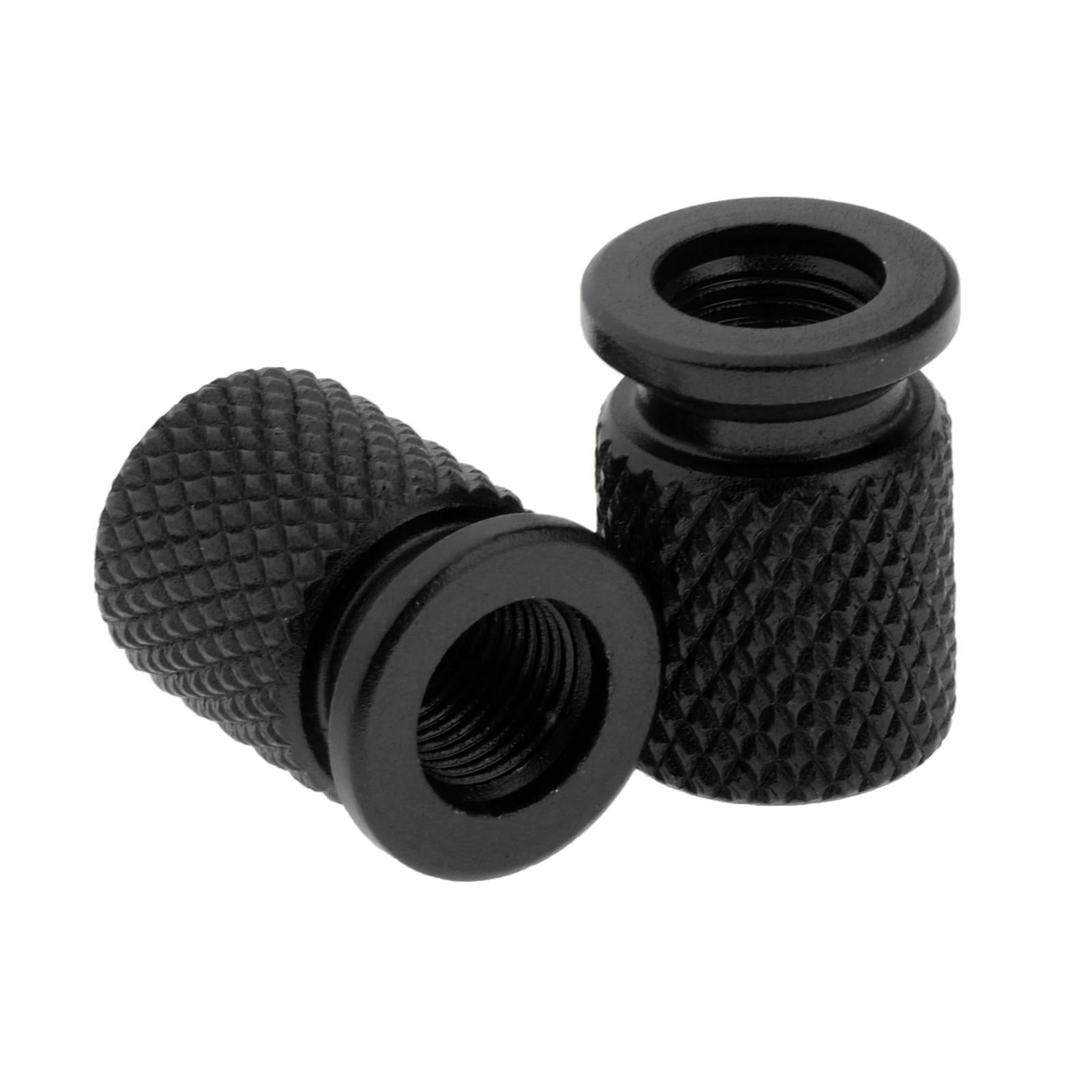 2Pcs Car Motorcycle Round Wheel Tire Stem Valve Caps 19x14mm Black