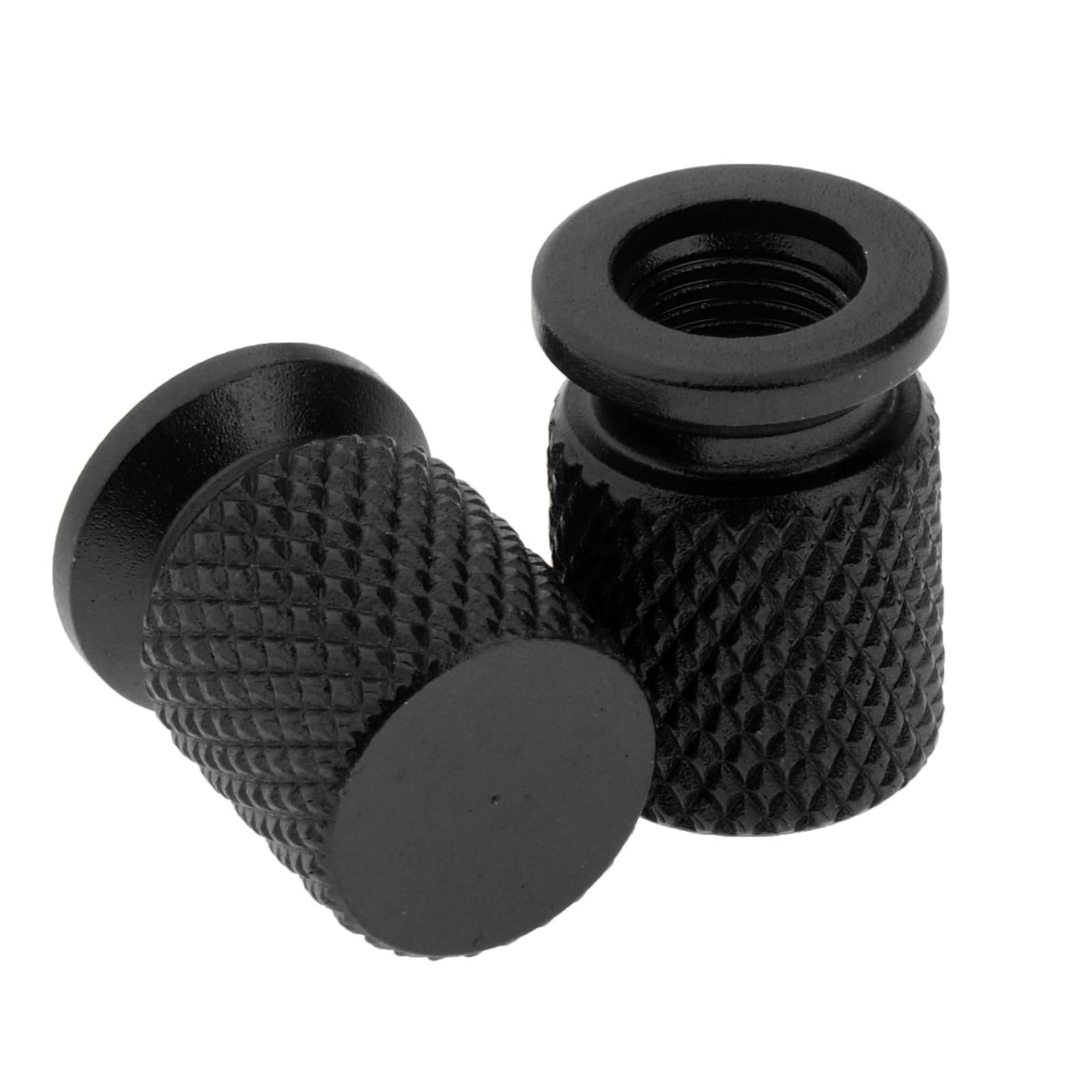 2Pcs Car Motorcycle Round Wheel Tire Stem Valve Caps 19x14mm Black