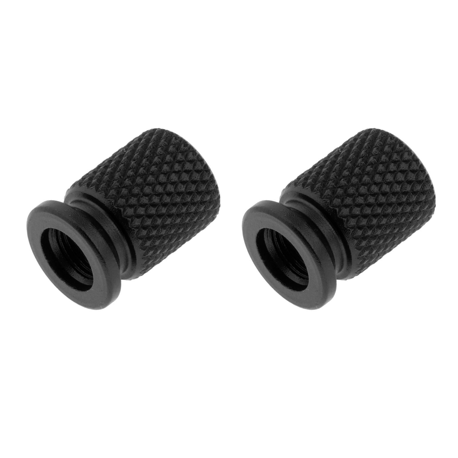 2Pcs Car Motorcycle Round Wheel Tire Stem Valve Caps 19x14mm Black