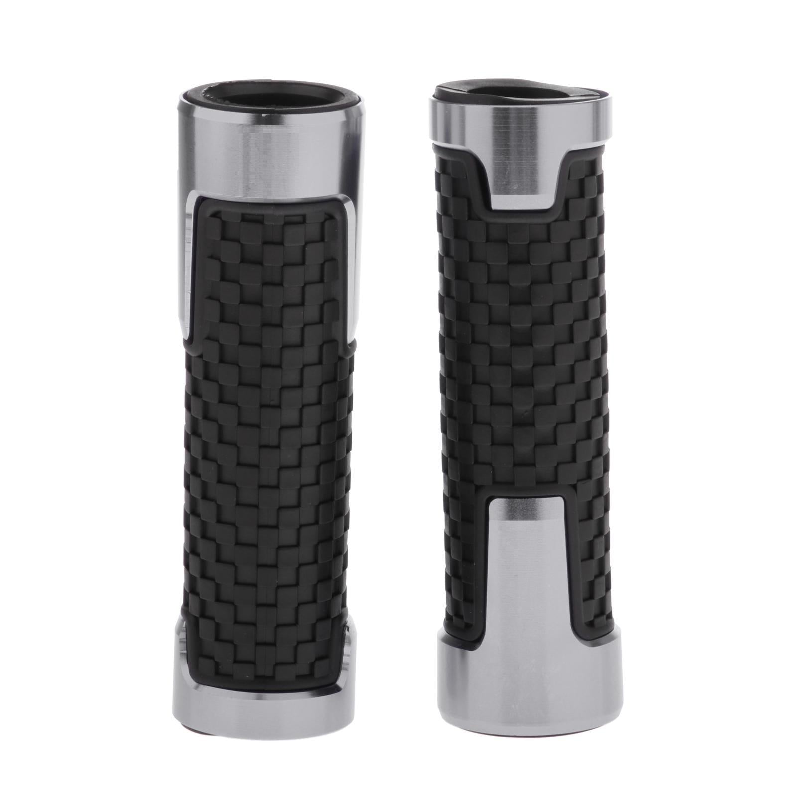 2pcs Non Slip Rubber Bar End Thruster Grip 7/8 Hand Handlebar Grip Silver"