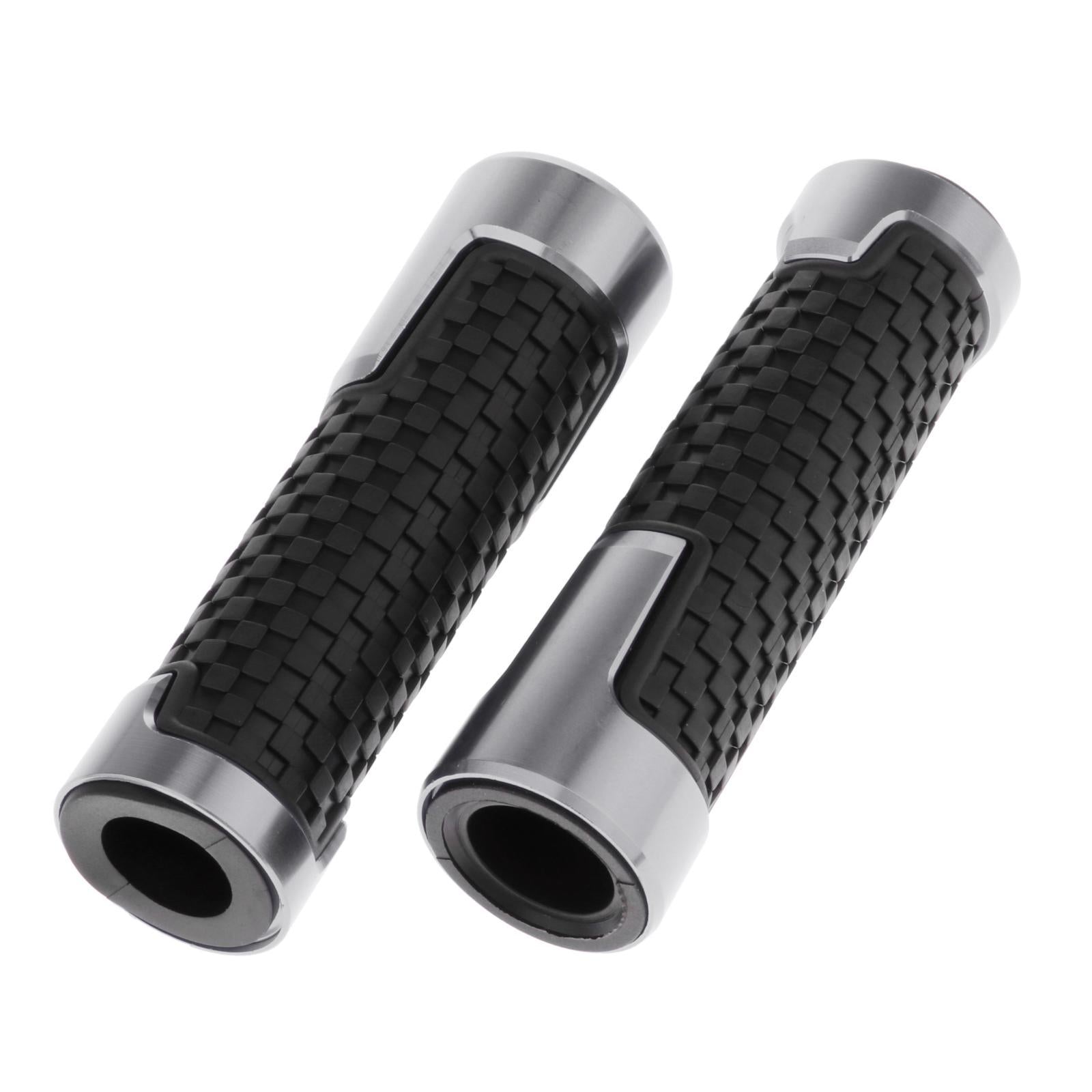 2pcs Non Slip Rubber Bar End Thruster Grip 7/8 Hand Handlebar Grip Silver"