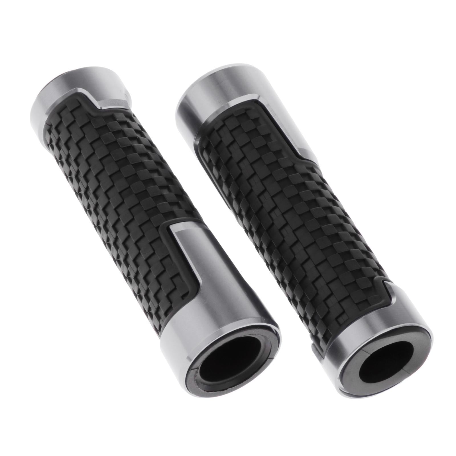 2pcs Non Slip Rubber Bar End Thruster Grip 7/8 Hand Handlebar Grip Silver"