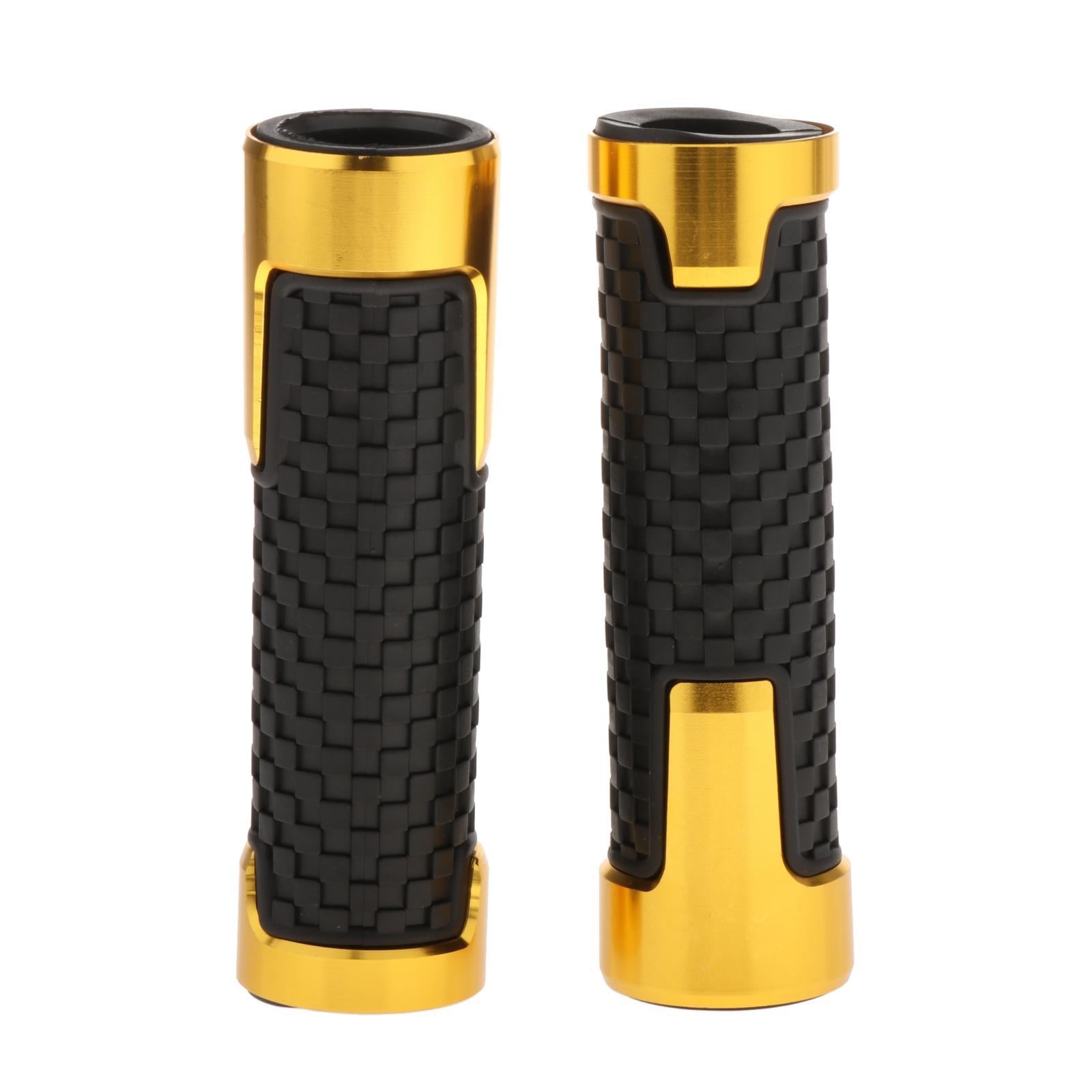 2pcs Non Slip Rubber Bar End Thruster Grip 7/8 Hand Handlebar Grip Golden"