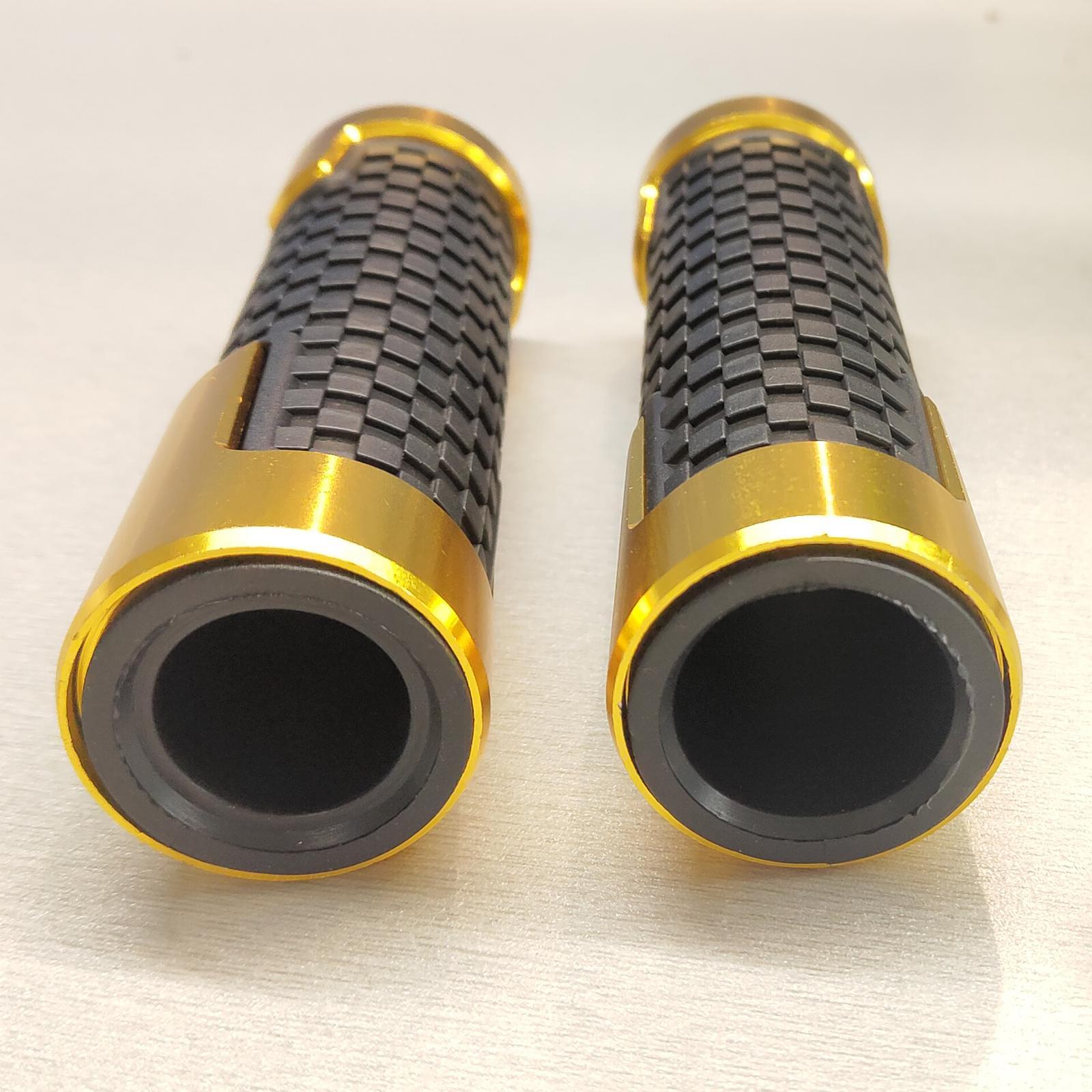 2pcs Non Slip Rubber Bar End Thruster Grip 7/8 Hand Handlebar Grip Golden"