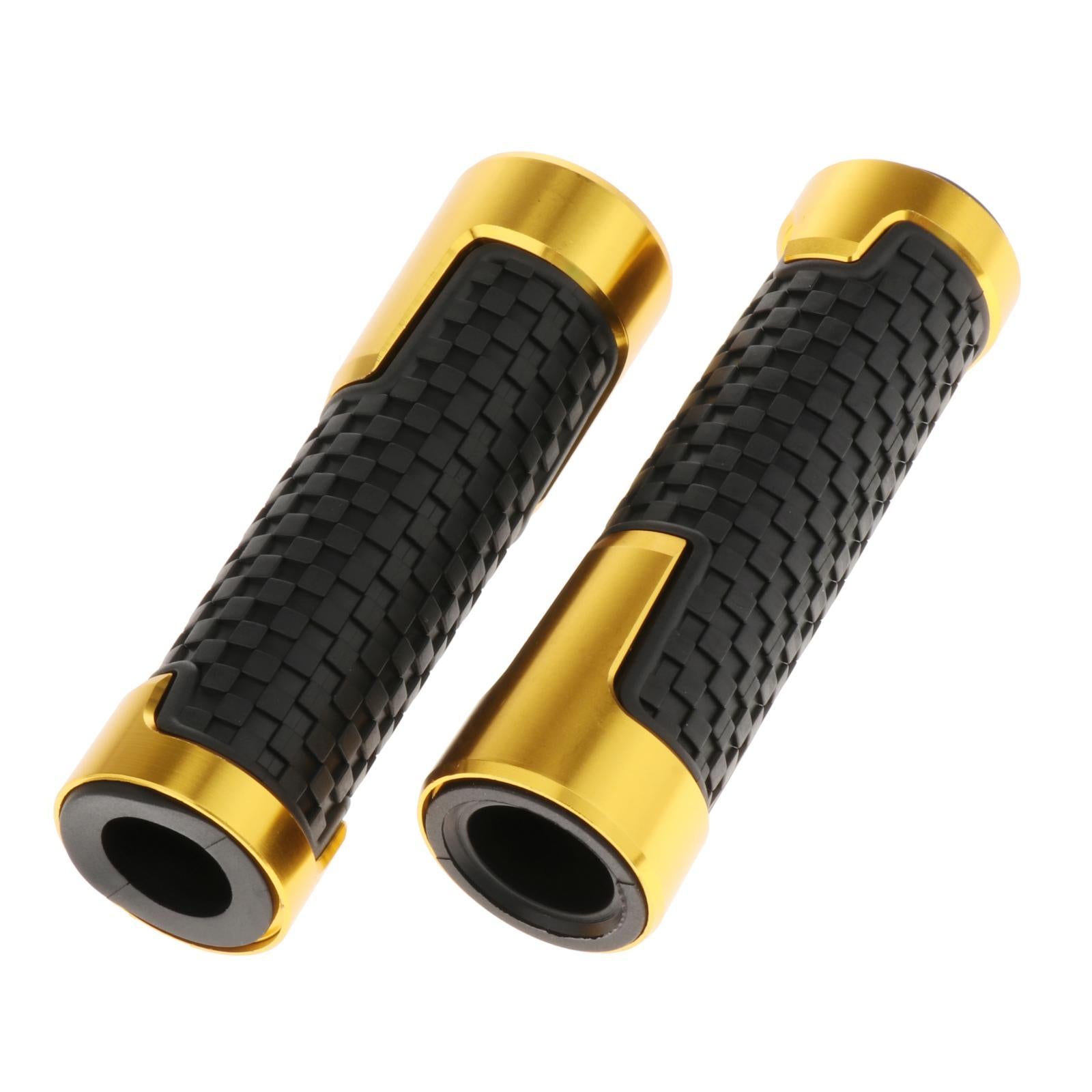 2pcs Non Slip Rubber Bar End Thruster Grip 7/8 Hand Handlebar Grip Golden"