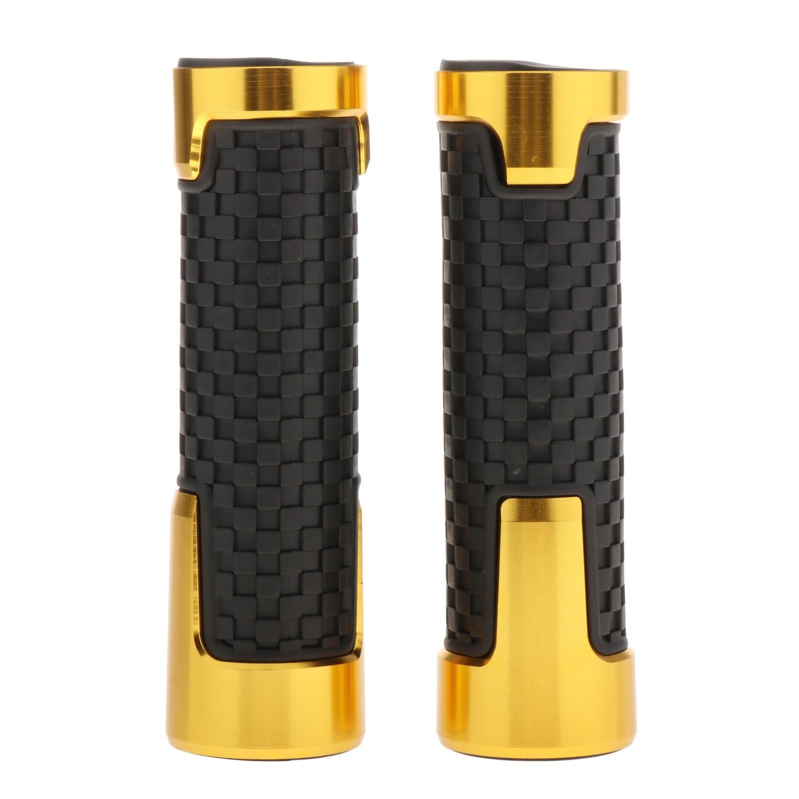 2pcs Non Slip Rubber Bar End Thruster Grip 7/8 Hand Handlebar Grip Golden"