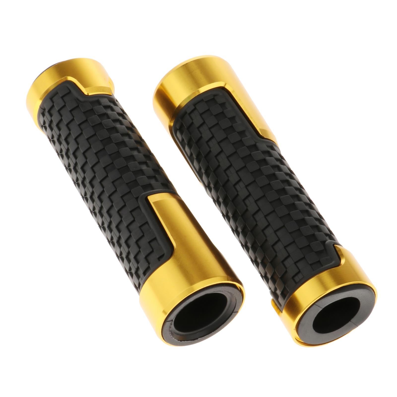 2pcs Non Slip Rubber Bar End Thruster Grip 7/8 Hand Handlebar Grip Golden"